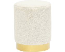 vidaXL - Hocker - rond - fleece - wit
