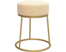 vidaXL - Hocker - rond - fluweel - abrikooskleurig