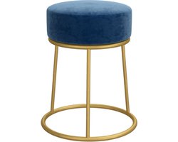 vidaXL - Hocker - rond - fluweel - blauw