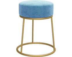 vidaXL - Hocker - rond - fluweel - lichtblauw