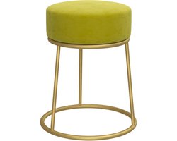 vidaXL - Hocker - rond - fluweel - mosterdgroen