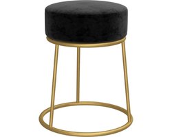 vidaXL - Hocker - rond - fluweel - zwart