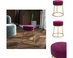 vidaXL Hocker Ronde Hocker - 30 x 38 cm - Fluweel - Paars en goud - Krukje