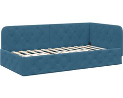 vidaXL - Hoek - Bed - Frame - Blauw - 90 - x - 190 - cm - Fluweel