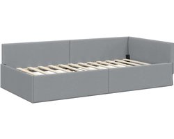 vidaXL - Hoek - Bed - Frame - Lichtgrijs - 90 - x - 200 - cm - Stof