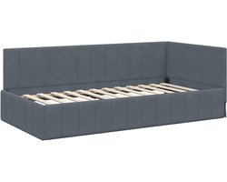 vidaXL - Hoek - Bed - Frame - met - hoofdeinde - Donkergrijs - 90 - x - 200 - cm - Fluweel
