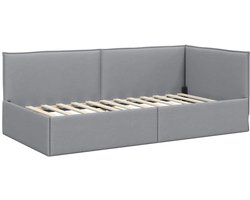 vidaXL - Hoek - Bed - Frame - met - hoofdeinde - Lichtgrijs - 90 - x - 200 - cm - Stof