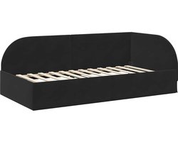 vidaXL - Hoek - Bed - Frame - met - hoofdeinde - Zwart - 100 - cm - x - 200 - cm - Fluweel
