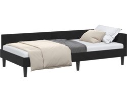 vidaXL - Hoek - Bed - Frame - met - hoofdeinde - Zwart - 90 - cm - x - 200 - cm - Fluweel