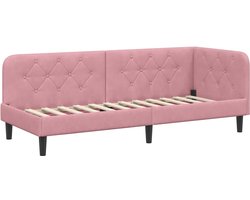 vidaXL - Hoek - Bed - Frame - Roze - 80 - x - 200 - cm - Fluweel