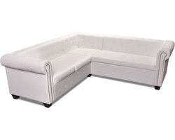 vidaXL - Hoekbank - 5-zits - Chesterfield-stijl - kunstleer - wit