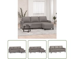 vidaXL Hoekbank - Drie Gezichtsbank - Driezitsbank met voetenbank 180 cm stof taupe - Salonmeubilair - Lounge Meubels - Fauteuils