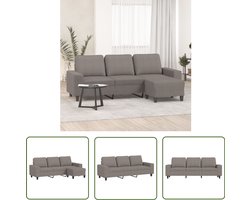 vidaXL Hoekbank - Drie Gezitsbank - Driezitsbank met voetenbank 180 cm stof taupe - Salontafel - Livingroom Decor - Lounge Meubels