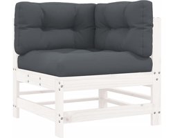 vidaXL - Hoekbank - met - kussens - massief - grenenhout