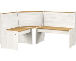 vidaXL - Hoekbank - REINE - 151 - cm - massief - grenenhout - honingbruin - en - wit