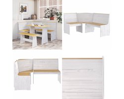 vidaXL Hoekbank REINE 151 cm massief grenenhout honingbruin en wit - Hoekbank - Hoekbanken - Houten Bank - Sofa