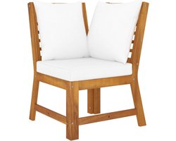 vidaXL - Hoekbank - sectioneel - met - crèmekleurig - kussen - massief - acaciahout