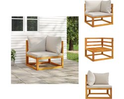 vidaXL - Hoekbank - sectioneel - met - kussens - massief - acaciahout - lichtgrijs