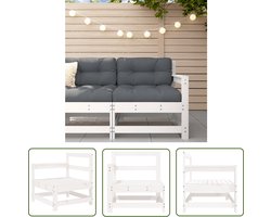 vidaXL Hoekbank - Tuinbank - Tuinhoekbank massief grenenhout wit - Grenenhout - Hout - Outdoor Furniture