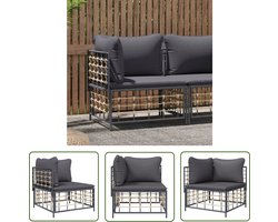 vidaXL Hoekbank - Tuinbank - Tuinhoekbank met donkergrijze kussen poly rattan - Lounge Set - Outdoor Furniture - Patio Furniture