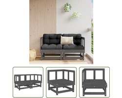 vidaXL Hoekbank - Tuinbank - Tuinhoekbanken 2 st massief grenenhout grijs - Grenenhout - Outdoor Furniture - Lounge Set
