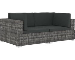 vidaXL - Hoekbanken - 2 - st - met - kussens - poly - rattan - grijs