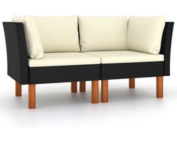 vidaXL - Hoekbanken - 2 - st - poly - rattan - en - massief - eucalyptushout