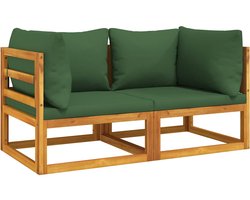 vidaXL - Hoekbanken - 2 - st - sectioneel - met - kussens - acaciahout - groen