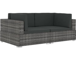 vidaXL Hoekbanken - 2 stuks - Met kussens - Poly rattan - Grijs Hoeken Bank - Tuinbank - Lounge Set - Buitentijnen Meubilair - Wicker Furniture