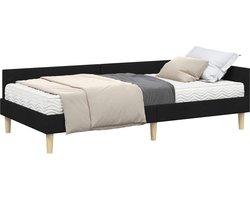 vidaXL - Hoekbedframe - met - Matras - 2 - st - Zwart - 80 - x - 200 - cm - Stof