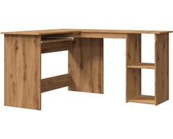 vidaXL - Hoekbureau - 120x140x75 - cm - bewerkt - hout - artisanaal - eikenkleur