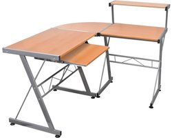vidaXL - Hoekbureau - 132x112x99 - cm - bewerkt - hout - bruin