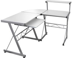 vidaXL - Hoekbureau - 132x112x99 - cm - bewerkt - hout - wit