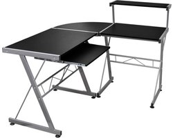 vidaXL - Hoekbureau - 132x112x99 - cm - bewerkt - hout - zwart