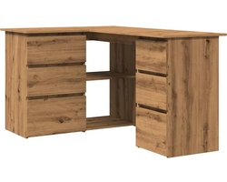 vidaXL - Hoekbureau - 145x100x76 - cm - bewerkt - hout - artisanaal - eikenkleur