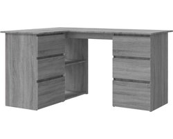 vidaXL - Hoekbureau - 145x100x76 - cm - bewerkt - hout - grijs - sonoma - eikenkleurig