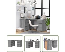 vidaXL Hoekbureau 145x100x76 cm bewerkt hout grijs sonoma eikenkleurig - Hoeken Bureau - Werkplek - Bureau Grijze - Houten Bureau - Compact Bureau