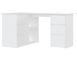 vidaXL - Hoekbureau - 145x100x76 - cm - bewerkt - hout - wit