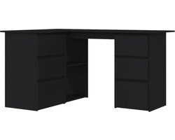 vidaXL - Hoekbureau - 145x100x76 - cm - bewerkt - hout - zwart