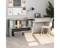 vidaXL - Hoekbureau - 200x50x76 - cm - bewerkt - hout - betongrijs