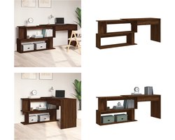 vidaXL Hoekbureau 200x50x76 cm bewerkt hout bruin eikenkleur - Hoekbureau - Hoekbureaus - Kantoorbureau - Computerbureau