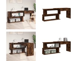 vidaXL Hoekbureau 200x50x76 cm bewerkt hout gerookt eikenkleur - Hoekbureau - Hoekbureaus - Kantoorbureau - Computerbureau