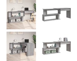 vidaXL Hoekbureau 200x50x76 cm bewerkt hout grijs sonoma eiken - Hoekbureau - Hoekbureaus - Kantoorbureau - Computerbureau