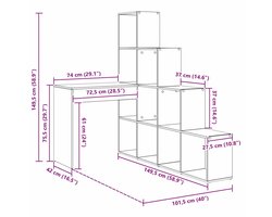 vidaXL - Hoekbureau - Beton - Grijs - 101,5 - x - 149,5 - x - 149,5 - cm - Bewerkt - hout