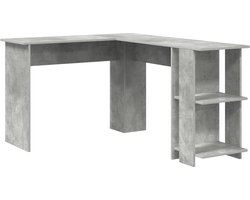 vidaXL - Hoekbureau - Beton - Grijs - 140 - x - 113,5 - x - 75 - cm - Bewerkt - hout