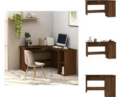 vidaXL Hoekbureau - Hoekbureaus - Bureau - Laptoptafel - Hoekbureau 120x140x75 cm bewerkt hout bruin eikenkleur