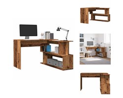 vidaXL Hoekbureau - Hoekbureaus - Bureau - Studiebureau - Hoekbureau 200,5x50x76 cm bewerkt hout oud houtkleurig