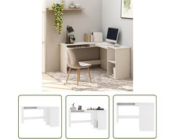 vidaXL Hoekbureau L-vorm - Wit - 120x140x75 cm Hoekenbureau - Bureau - Werkplek - Houten Bureau - Witte Bureau