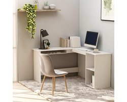 vidaXL - Hoekbureau - L-vormig - 120x140x75 - cm - bewerkt - hout - wit