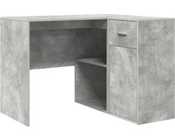 vidaXL - Hoekbureau - met - lade - met - plank - Beton - Grijs - 102 - x - 88 - x - 75 - cm